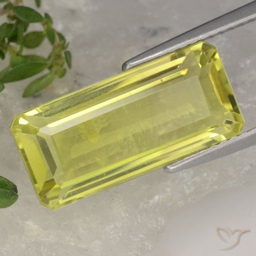 7.14ct Natürlicher hellgelb Quarz, Smaragdschliff, VVS-VS