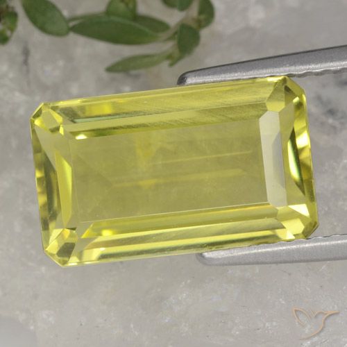 4.46ct Natürlicher Helles Ananasgelb Quarz, Smaragdschliff, VVS-VS