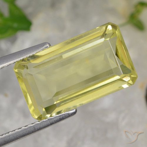 5.64ct Natürlicher hellgelb Quarz, Smaragdschliff, VS