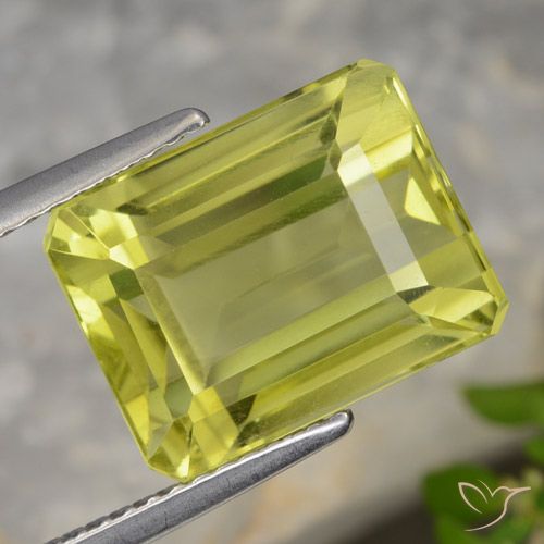 9.99ct Natürlicher hellgelb Quarz, Smaragdschliff, VVS-VS