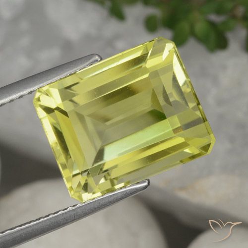 9.06ct Natürlicher Helles Ananasgelb Quarz, Smaragdschliff, VVS-VS