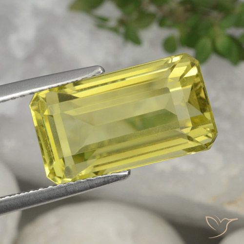 7.52ct Natürlicher Ananas Gelb Quarz, Smaragdschliff, VVS-VS