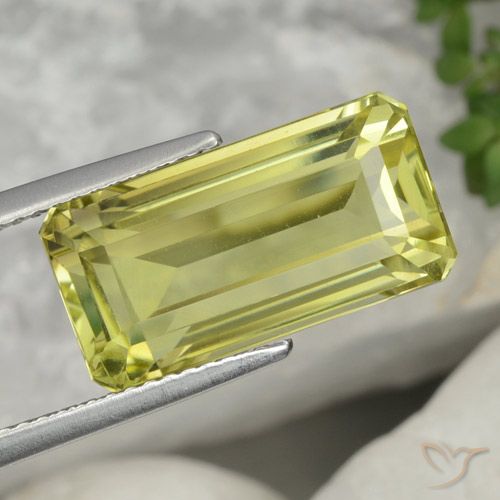 8.34ct Natürlicher grün-gelb Quarz, Smaragdschliff, VVS-VS
