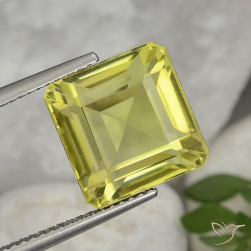 9.98ct Natürlicher hellgelb Quarz, Smaragdschliff, VVS-VS