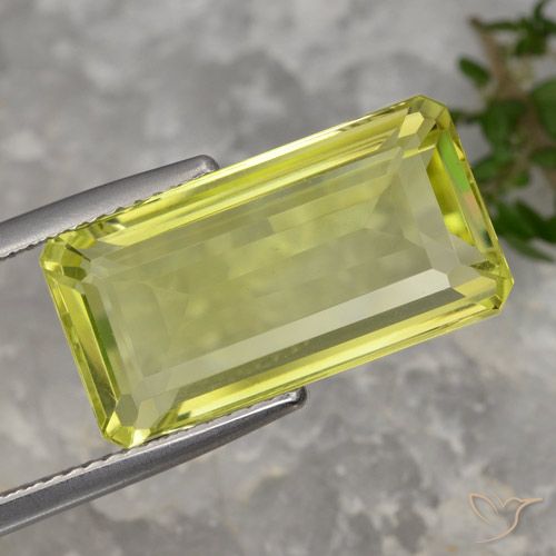 10.27ct Natürlicher hellgelb Quarz, Smaragdschliff, VVS-VS