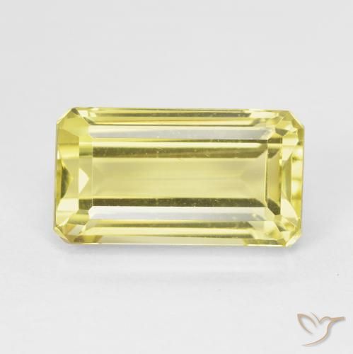 6.84ct Natürlicher Helles Ananasgelb Quarz, Smaragdschliff, VVS-VS