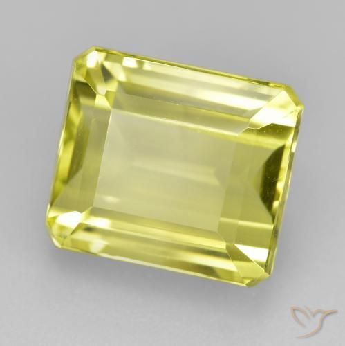 9.31ct Natürlicher hellgelb Quarz, Smaragdschliff, VVS-VS