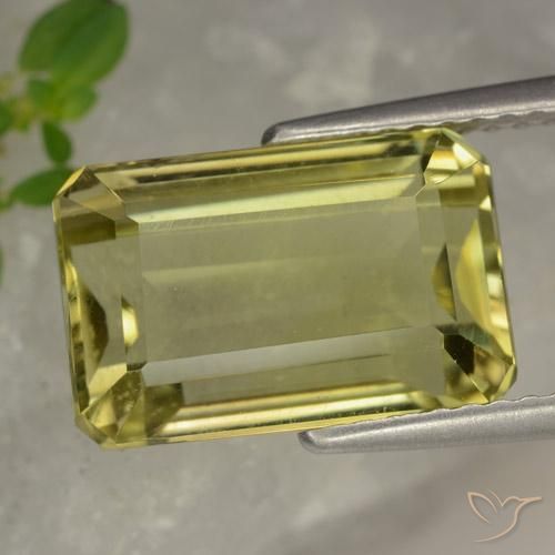 6.42ct Natürlicher Blasses Gelb Quarz, Smaragdschliff, VVS-VS