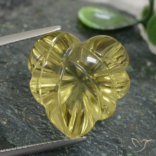 12.47ct Natürlicher Mittelhelles Gelb Quarz, Blumen-Schliff, Transparent