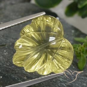 9,17 ctw natürlicher grünlich-gelb Quarz, Blumen-Schliff, Transparent