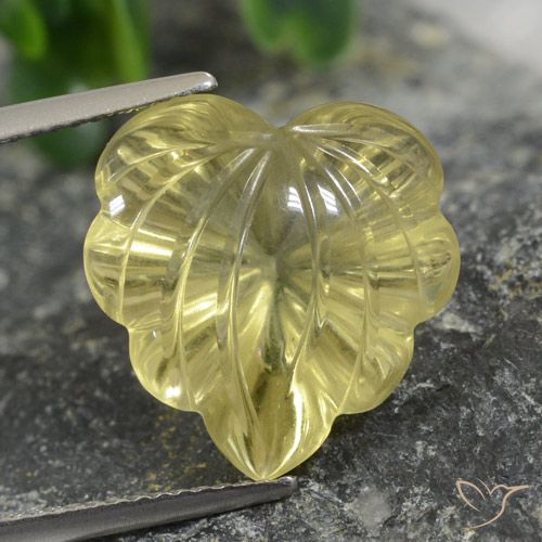 10.42ct Natürlicher Mittelhelles Gelb Quarz, Blumen-Schliff, Transparent