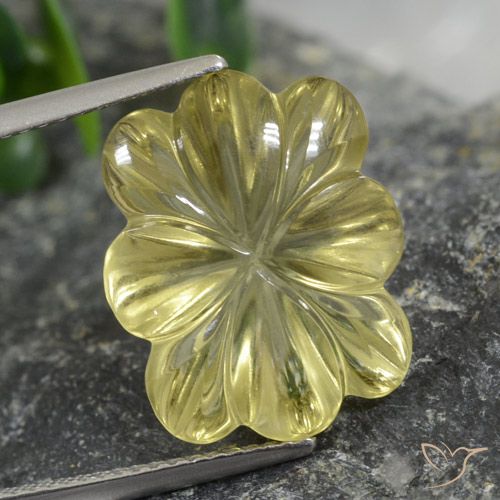 9.60ct Natürlicher Mittelhelles Gelb Quarz, Blumen-Schliff, Transparent