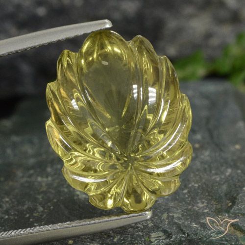 12.77ct Natürlicher Mittelhelles Gelb Quarz, Blumen-Schliff, Transparent, Photo A