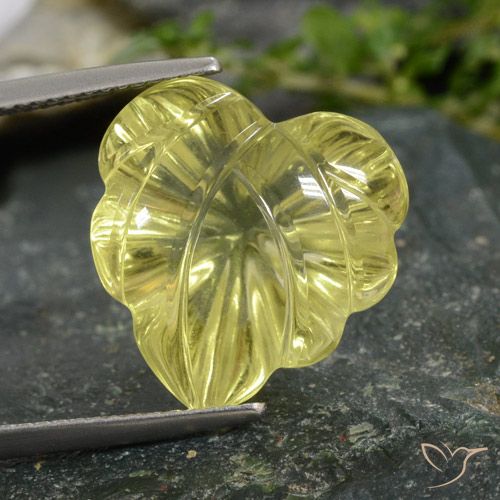 12.97ct Natürlicher Mittelgelb Quarz, Blumen-Schliff, Transparent