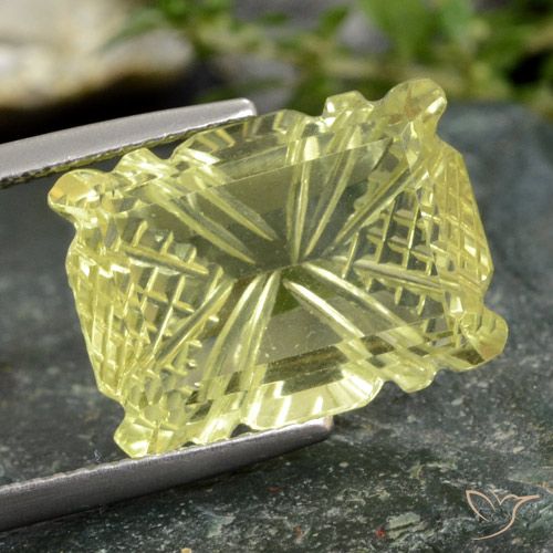 10.05ct Natürlicher Helles Ananasgelb Quarz, Kissen, Transparent