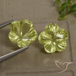 13.63 ct natürliche hellgrünlich-gelb Quarz-Edelsteine, Blumen-Schliff, Transparent