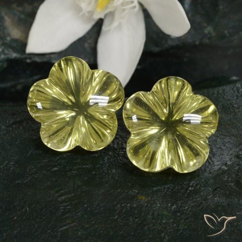 15.13ctw Natürlicher hellgrünlich-gelb Quarz, Blumen-Schliff, Transparent