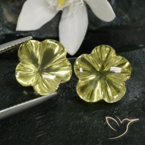 15.13 ct natürliche hellgrünlich-gelb Quarz-Edelsteine, Blumen-Schliff, Transparent