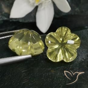 15.13 ct natürliche hellgrünlich-gelb Quarz-Edelsteine, Blumen-Schliff, Transparent