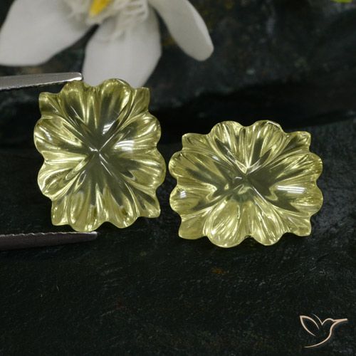 13.43ctw Natürlicher Mittelgelb Quarz, Blumen-Schliff, Transparent