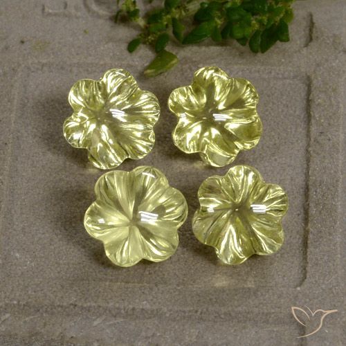 11.71ctw Natürlicher grünlich-gelb Quarz, Blumen-Schliff, Transparent