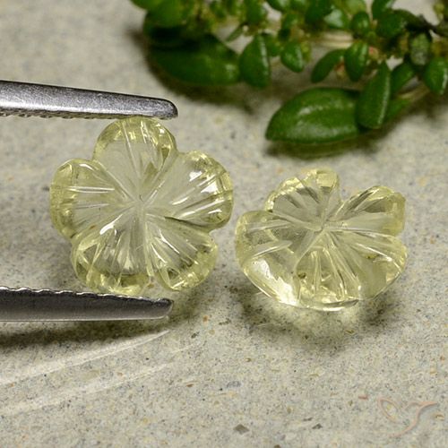 1.97ctw Natürlicher Mittelgelb Quarz, Blumen-Schliff, Transparent