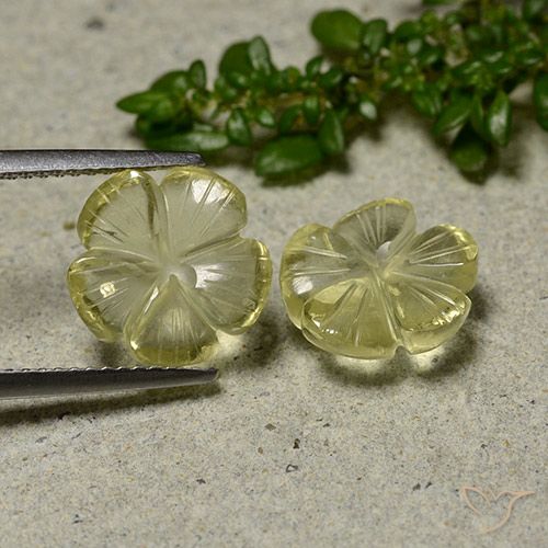 6.21ctw Natürlicher Blasses Cremegelb Quarz, Blumen-Schliff, Transparent