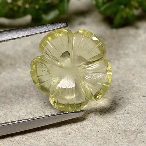 2.25ct Natürlicher Mittelgelb Quarz, Blumen-Schliff, Transparent
