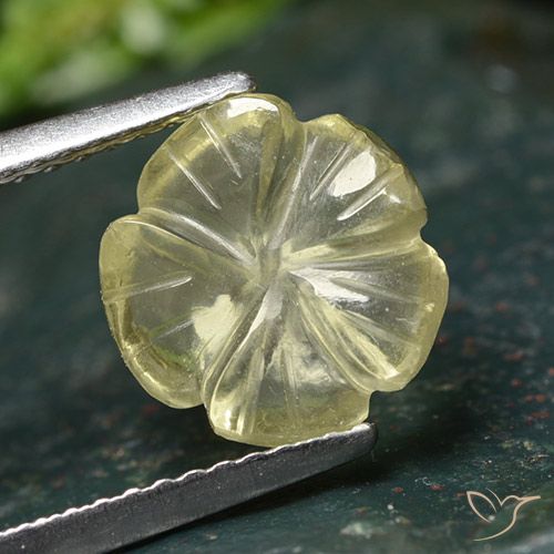2.45ct Natürlicher hellgrünlich-gelb Quarz, Blumen-Schliff, Transparent