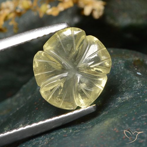 3.54ct Natürlicher Mittelgelb Quarz, Blumen-Schliff, Transparent