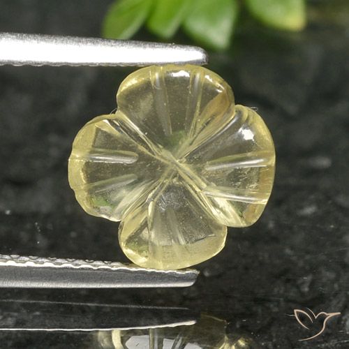 1.66ct Natürlicher Mittelgelb Quarz, Blumen-Schliff, Transparent