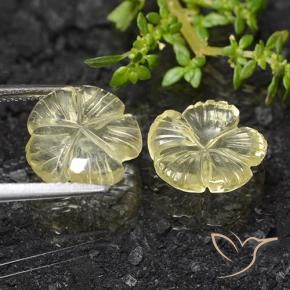 6.83 ct natürliche Blasses Cremegelb Quarz-Edelsteine, Blumen-Schliff, Transparent