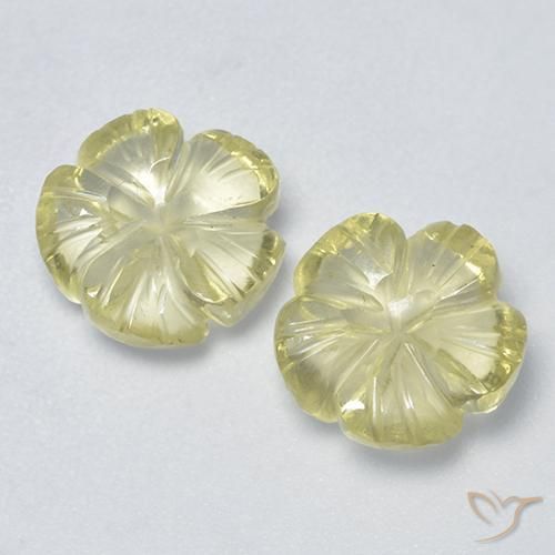 4.36ctw Natürlicher Blasses Gelb Quarz, Blumen-Schliff, Transparent