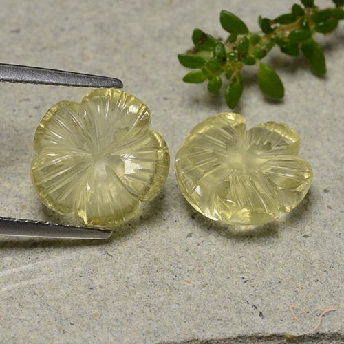 7.61ctw Natürlicher Mittelgelb Quarz, Blumen-Schliff, Transparent