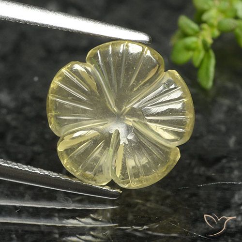 4.12ct Natürlicher Mittelgelb Quarz, Blumen-Schliff, Transparent