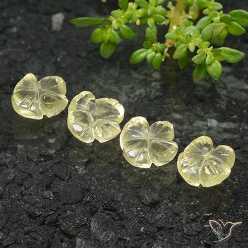 5.12ctw Natürlicher Blasses Cremegelb Quarz, Blumen-Schliff, Transparent