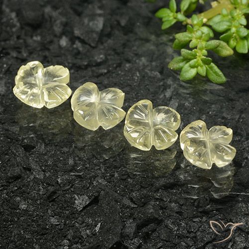 4.19ctw Natürlicher Blasses Cremegelb Quarz, Blumen-Schliff, Transparent