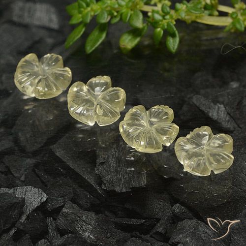 5.06ctw Natürlicher Blasses Cremegelb Quarz, Blumen-Schliff, Transparent