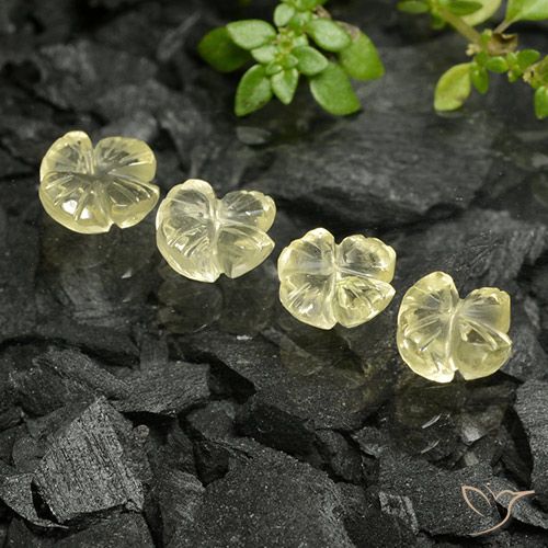 4.36ctw Natürlicher Blasses Cremegelb Quarz, Blumen-Schliff, Transparent