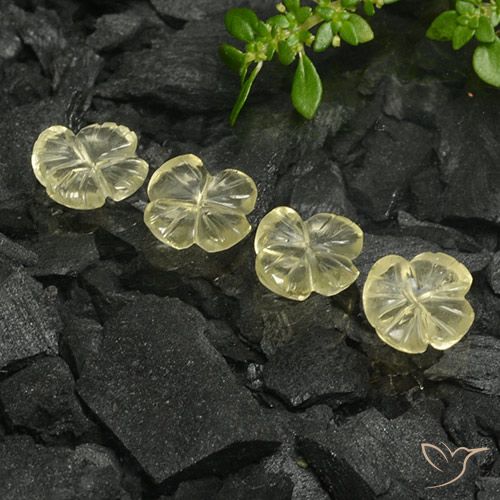 4.70ctw Natürlicher Blasses Cremegelb Quarz, Blumen-Schliff, Transparent
