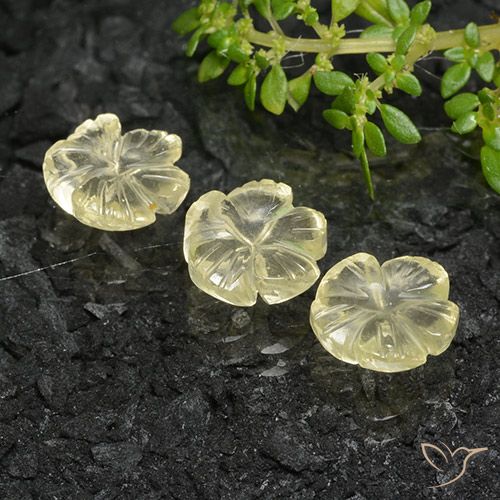 5.76ctw Natürlicher Blasses Gelb Quarz, Blumen-Schliff, Transparent