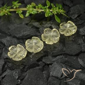 5.43 ct natürliche Blasses Cremegelb Quarz-Edelsteine, Blumen-Schliff, Transparent
