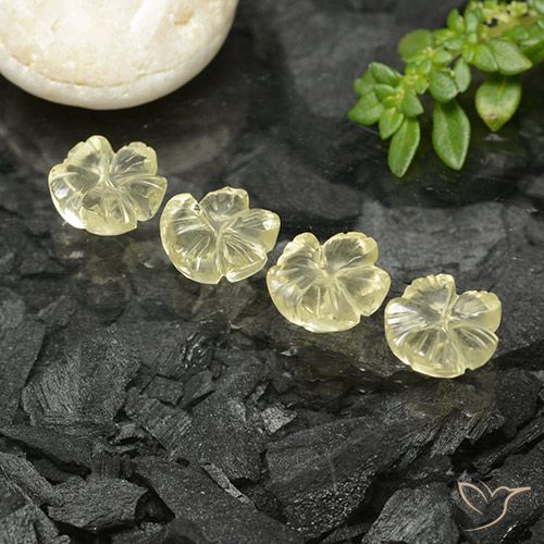 5.11ctw Natürlicher Blasses Cremegelb Quarz, Blumen-Schliff, Transparent