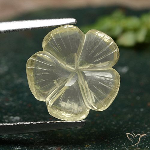 3.59ct Natürlicher Mittelgelb Quarz, Blumen-Schliff, Transparent, Photo A