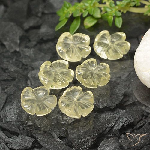 10.01ctw Natürlicher hellgelb Quarz, Blumen-Schliff, Transparent