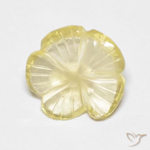 3.07ct Natürlicher Blasses Cremegelb Quarz, Blumen-Schliff, Transparent