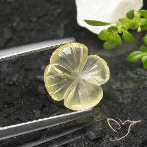 9,17 ctw natürlicher grünlich-gelb Quarz, Blumen-Schliff, Transparent