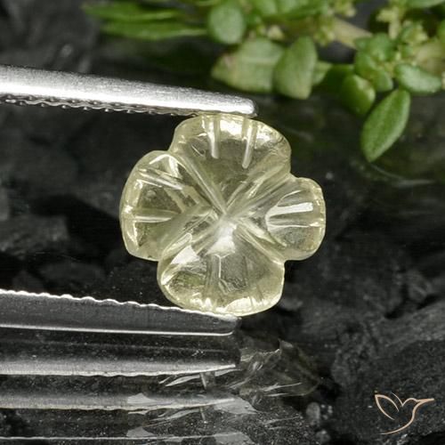 1.22ct Natürlicher Blasses Gelb Quarz, Blumen-Schliff, Transparent