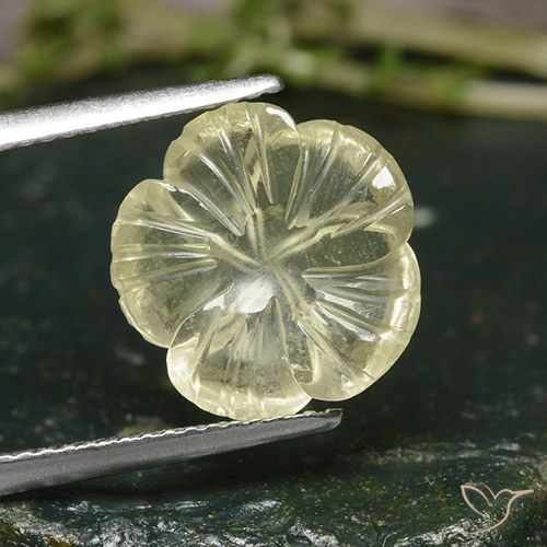 4.25ct Natürlicher Mittelgelb Quarz, Blumen-Schliff, Transparent