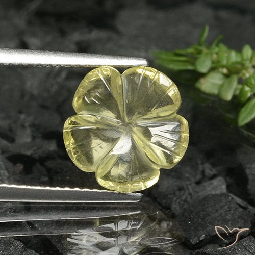 3.38ct Natürlicher Mittelgelb Quarz, Blumen-Schliff, Transparent